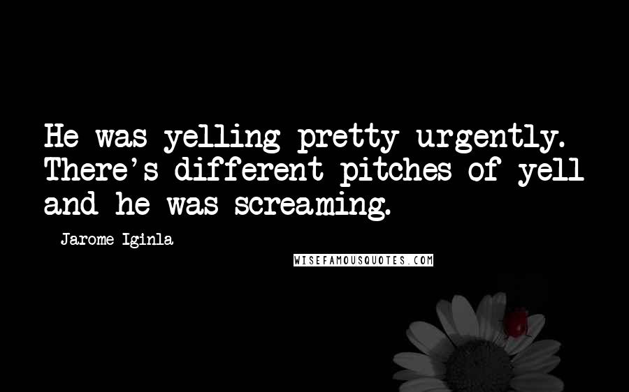 Jarome Iginla Quotes: He was yelling pretty urgently. There's different pitches of yell and he was screaming.