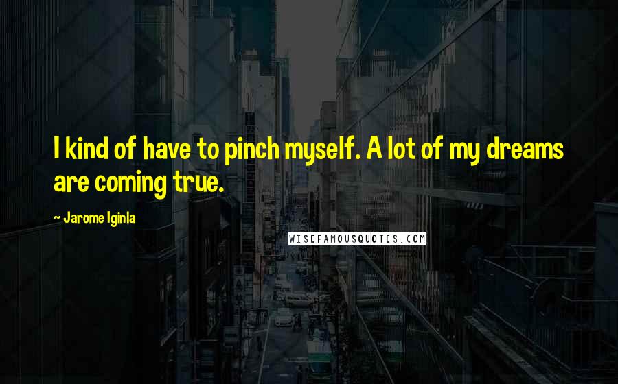 Jarome Iginla Quotes: I kind of have to pinch myself. A lot of my dreams are coming true.