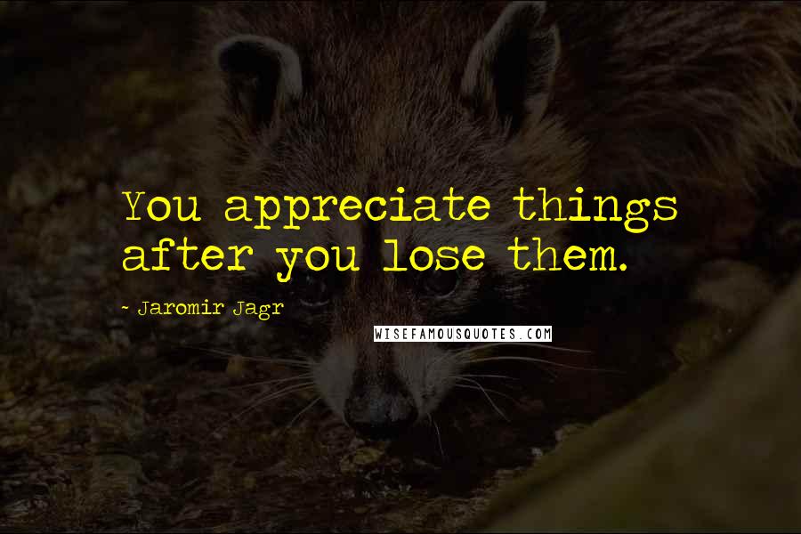 Jaromir Jagr Quotes: You appreciate things after you lose them.
