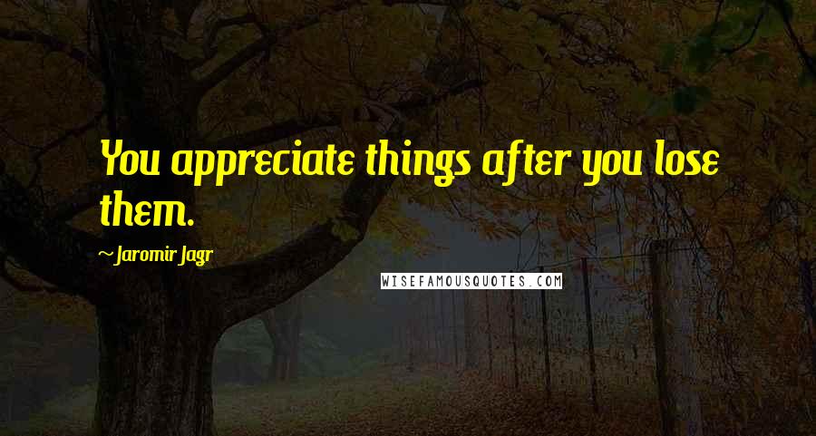 Jaromir Jagr Quotes: You appreciate things after you lose them.