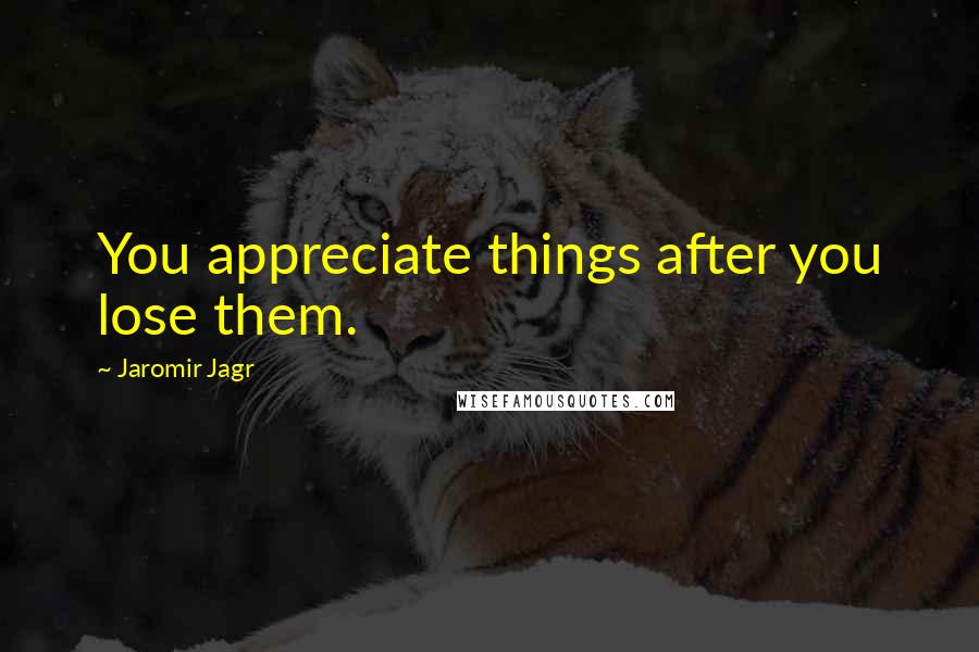 Jaromir Jagr Quotes: You appreciate things after you lose them.