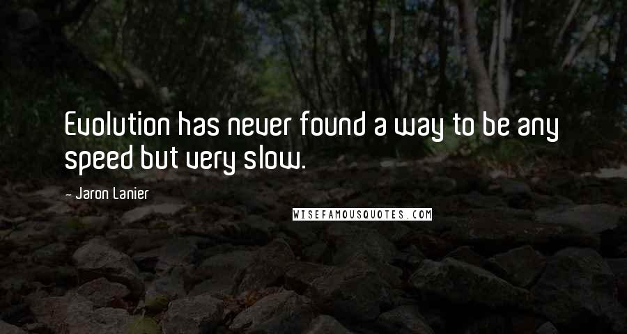 Jaron Lanier Quotes: Evolution has never found a way to be any speed but very slow.