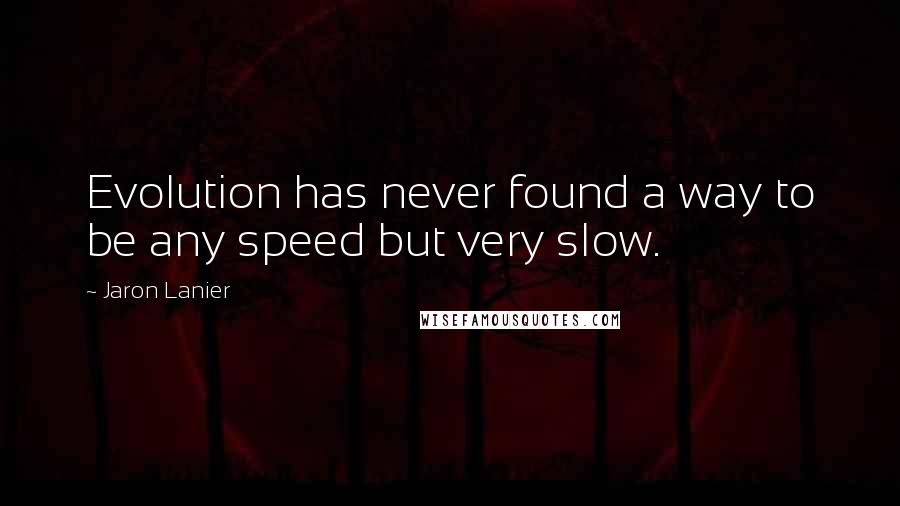 Jaron Lanier Quotes: Evolution has never found a way to be any speed but very slow.