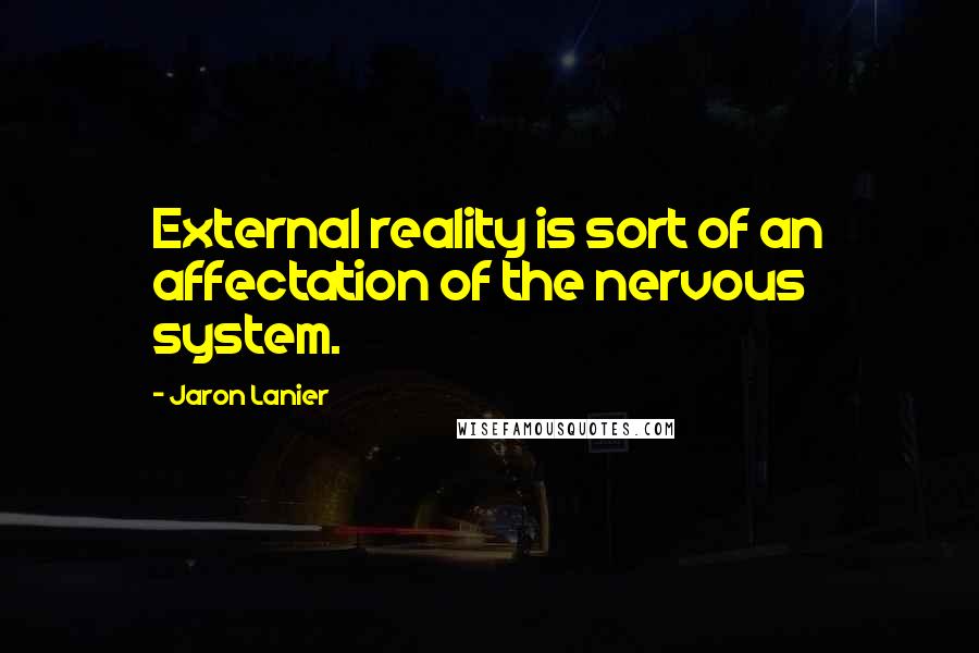 Jaron Lanier Quotes: External reality is sort of an affectation of the nervous system.