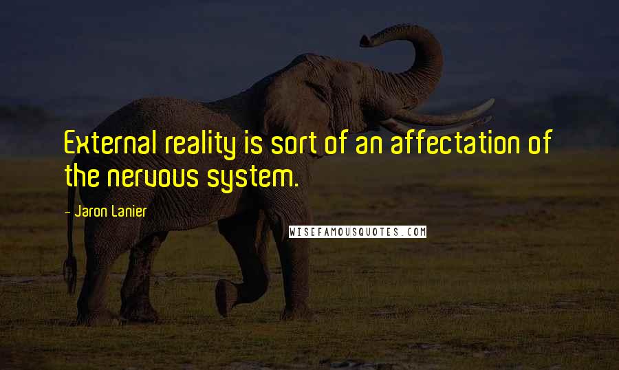 Jaron Lanier Quotes: External reality is sort of an affectation of the nervous system.