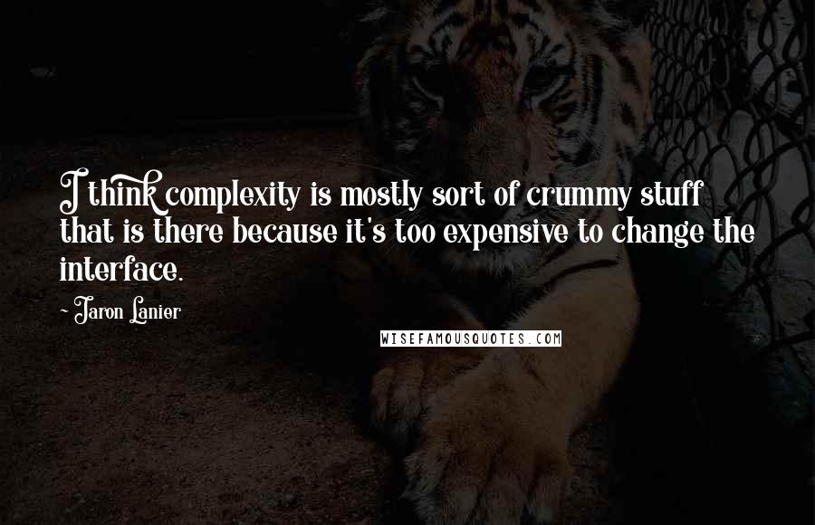 Jaron Lanier Quotes: I think complexity is mostly sort of crummy stuff that is there because it's too expensive to change the interface.