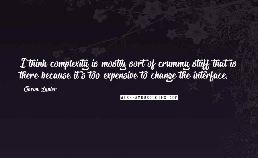 Jaron Lanier Quotes: I think complexity is mostly sort of crummy stuff that is there because it's too expensive to change the interface.