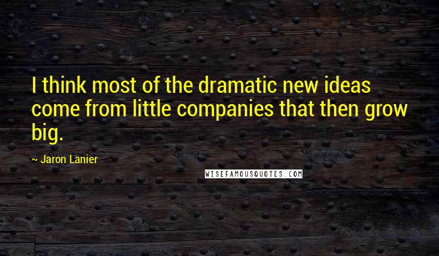 Jaron Lanier Quotes: I think most of the dramatic new ideas come from little companies that then grow big.