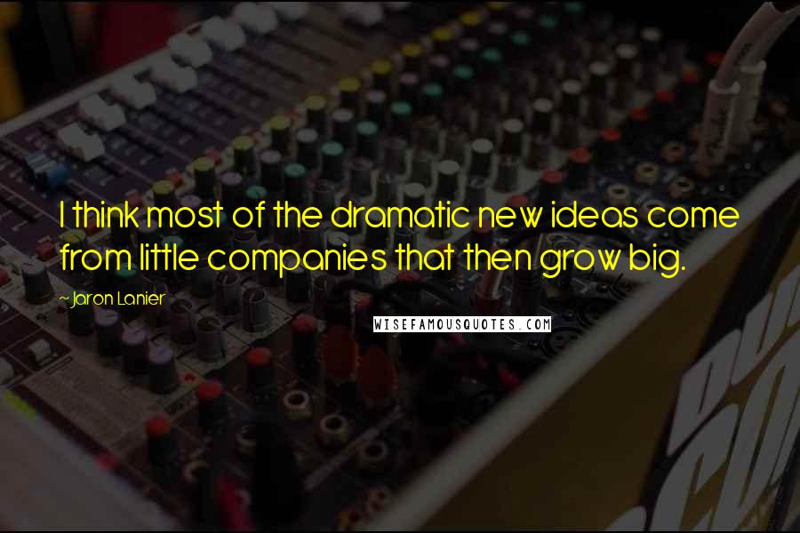 Jaron Lanier Quotes: I think most of the dramatic new ideas come from little companies that then grow big.