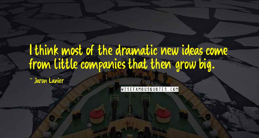 Jaron Lanier Quotes: I think most of the dramatic new ideas come from little companies that then grow big.