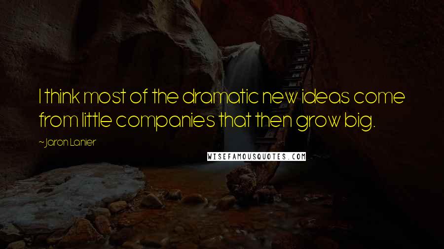 Jaron Lanier Quotes: I think most of the dramatic new ideas come from little companies that then grow big.