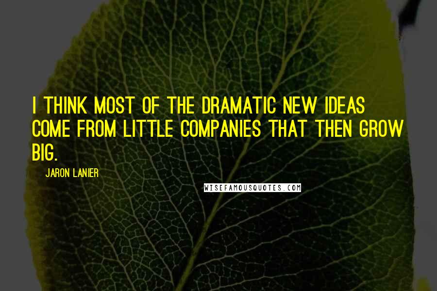 Jaron Lanier Quotes: I think most of the dramatic new ideas come from little companies that then grow big.