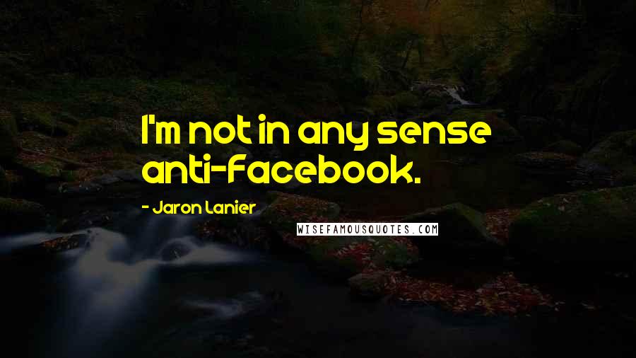 Jaron Lanier Quotes: I'm not in any sense anti-Facebook.