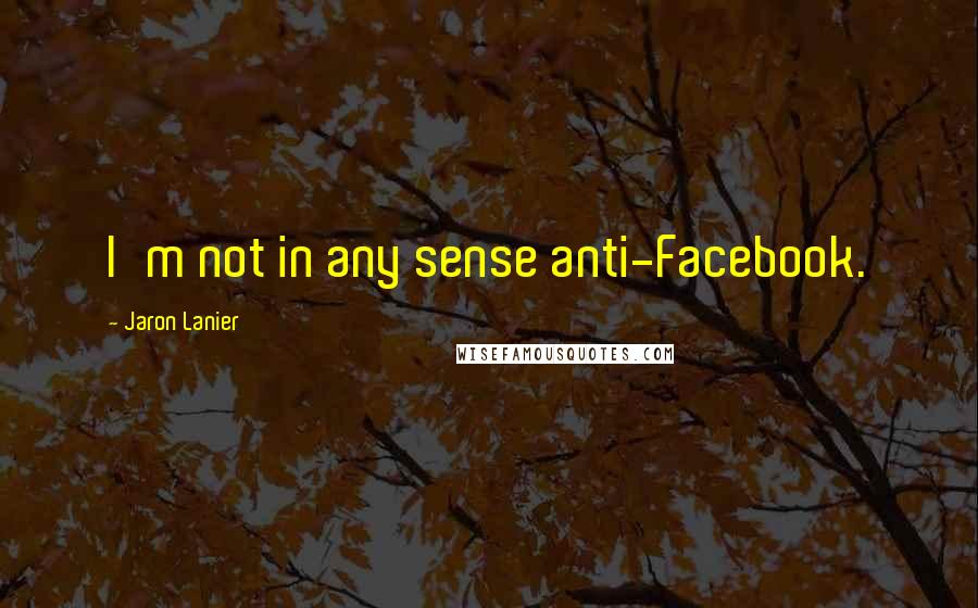 Jaron Lanier Quotes: I'm not in any sense anti-Facebook.