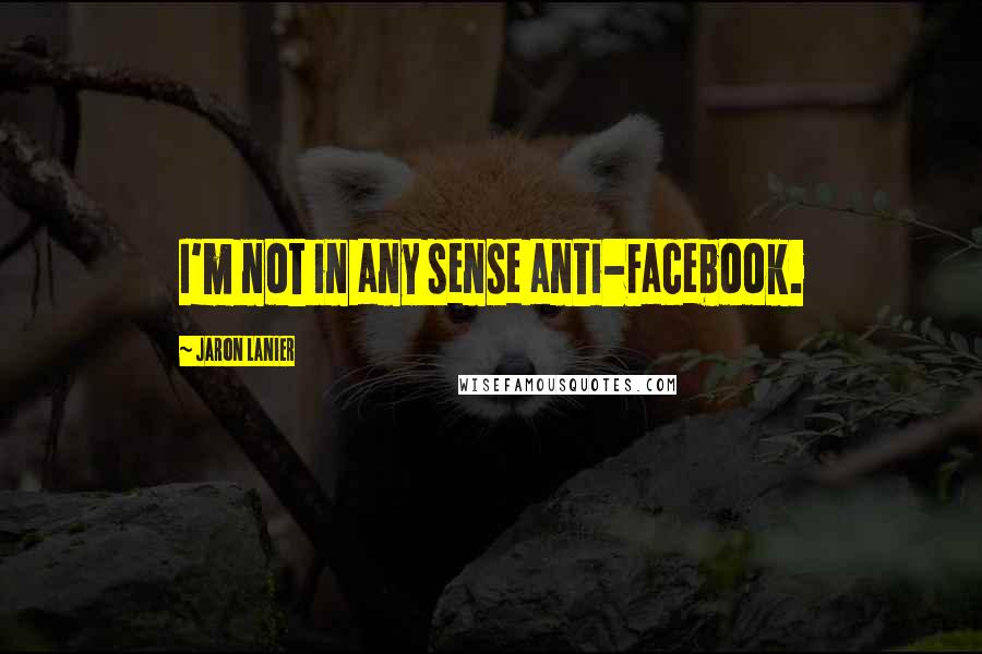 Jaron Lanier Quotes: I'm not in any sense anti-Facebook.