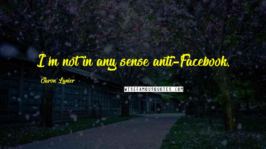 Jaron Lanier Quotes: I'm not in any sense anti-Facebook.