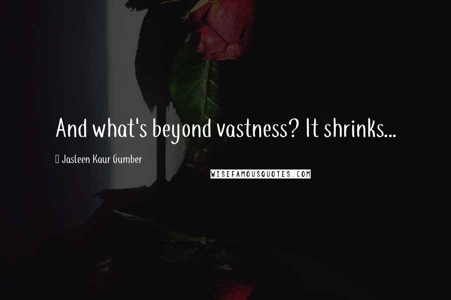 Jasleen Kaur Gumber Quotes: And what's beyond vastness? It shrinks...