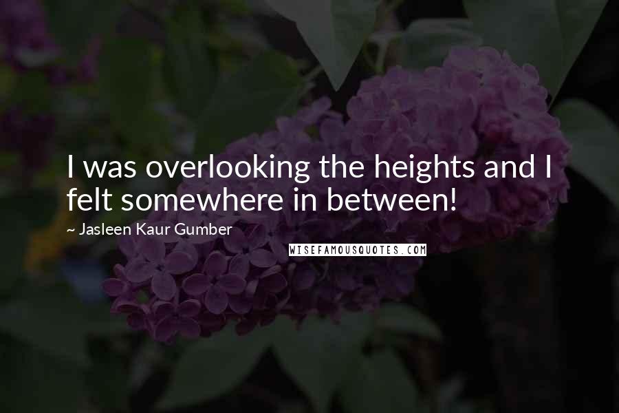 Jasleen Kaur Gumber Quotes: I was overlooking the heights and I felt somewhere in between!