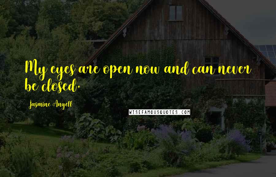 Jasmine Angell Quotes: My eyes are open now and can never be closed.