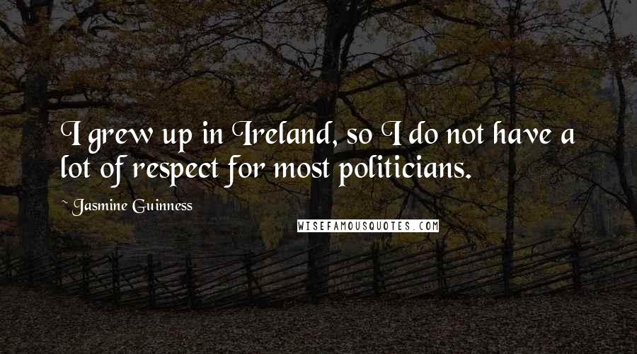 Jasmine Guinness Quotes: I grew up in Ireland, so I do not have a lot of respect for most politicians.