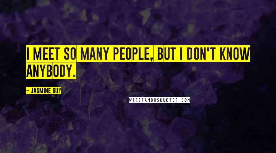 Jasmine Guy Quotes: I meet so many people, but I don't know anybody.