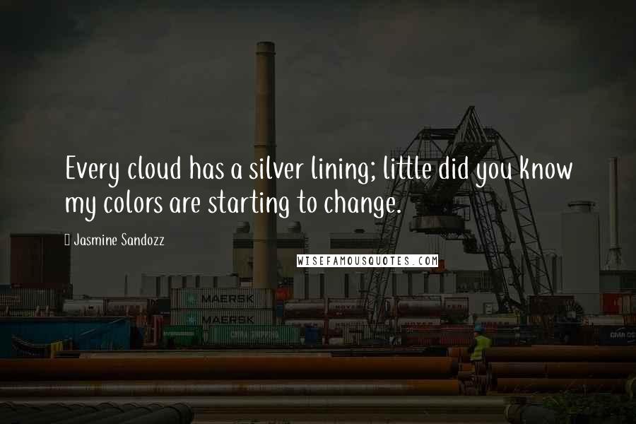 Jasmine Sandozz Quotes: Every cloud has a silver lining; little did you know my colors are starting to change.