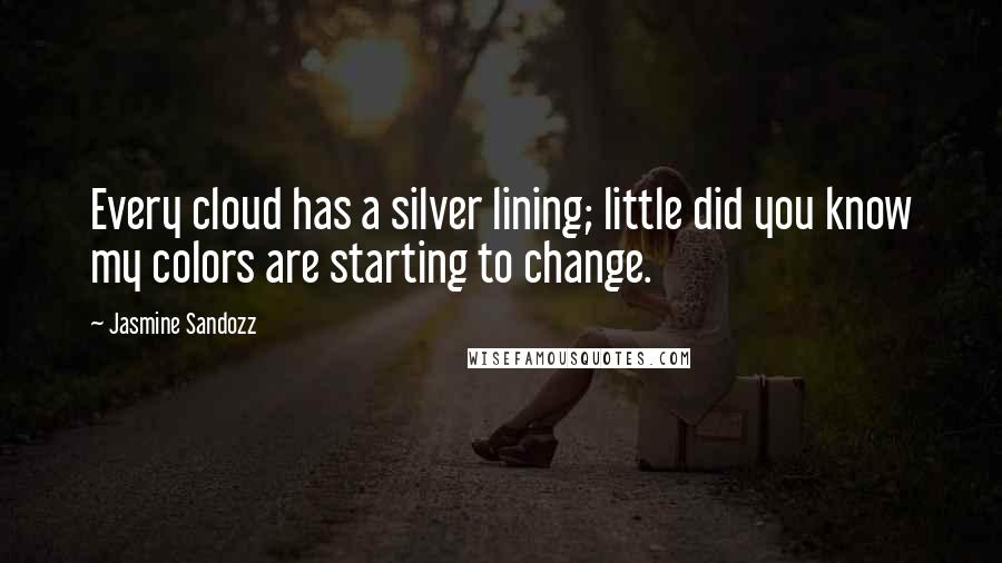 Jasmine Sandozz Quotes: Every cloud has a silver lining; little did you know my colors are starting to change.