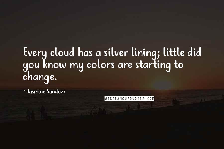 Jasmine Sandozz Quotes: Every cloud has a silver lining; little did you know my colors are starting to change.