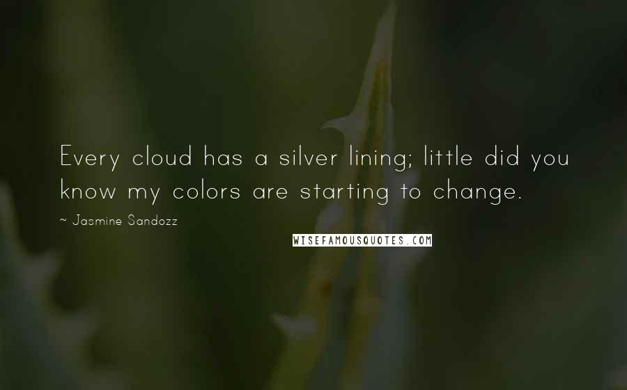 Jasmine Sandozz Quotes: Every cloud has a silver lining; little did you know my colors are starting to change.