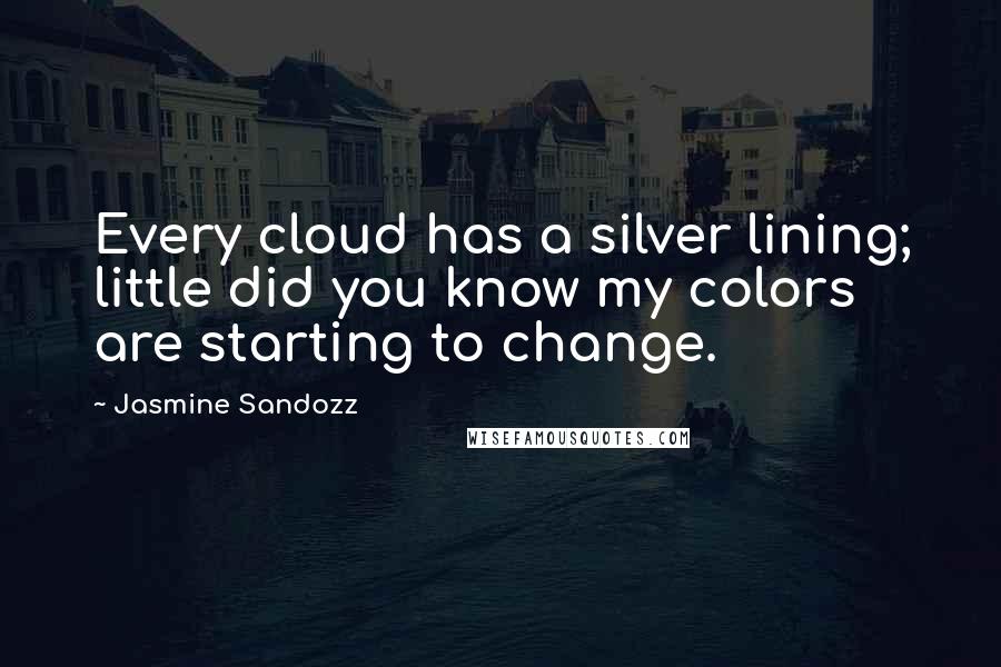 Jasmine Sandozz Quotes: Every cloud has a silver lining; little did you know my colors are starting to change.