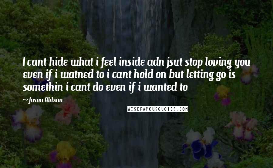 Jason Aldean Quotes: I cant hide what i feel inside adn jsut stop loving you even if i watned to i cant hold on but letting go is somethin i cant do even if i wanted to