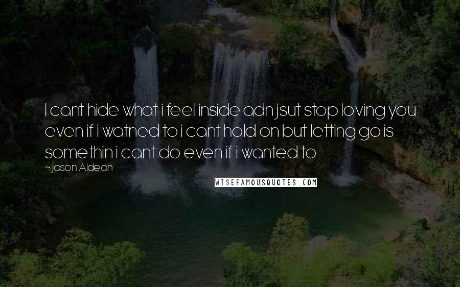 Jason Aldean Quotes: I cant hide what i feel inside adn jsut stop loving you even if i watned to i cant hold on but letting go is somethin i cant do even if i wanted to