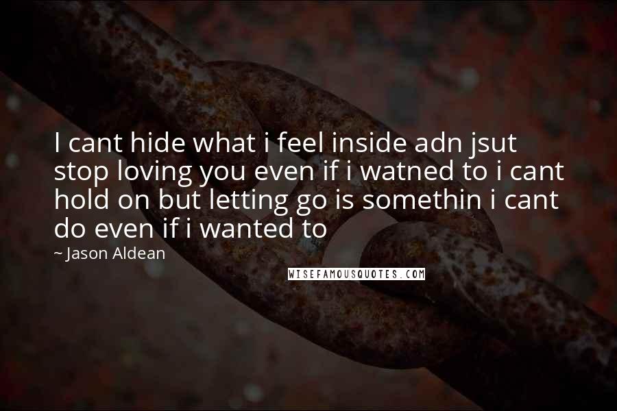 Jason Aldean Quotes: I cant hide what i feel inside adn jsut stop loving you even if i watned to i cant hold on but letting go is somethin i cant do even if i wanted to