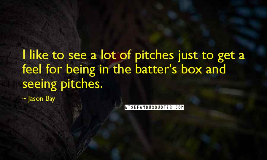 Jason Bay Quotes: I like to see a lot of pitches just to get a feel for being in the batter's box and seeing pitches.