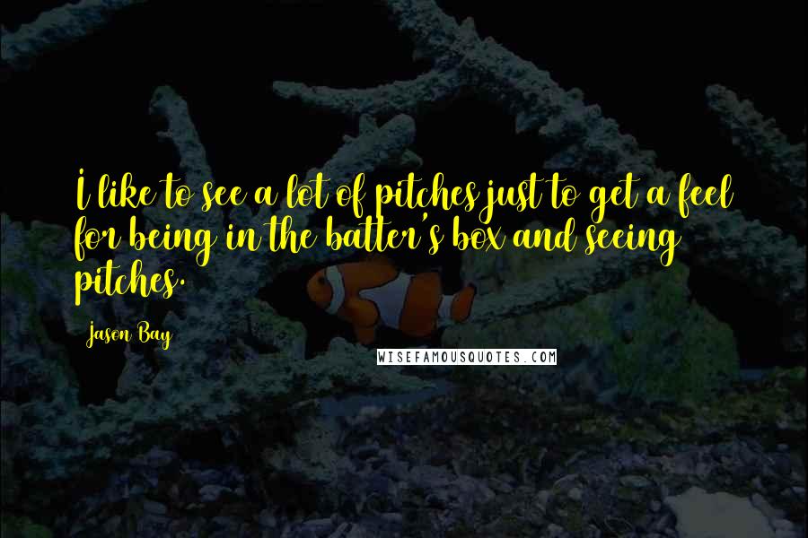 Jason Bay Quotes: I like to see a lot of pitches just to get a feel for being in the batter's box and seeing pitches.