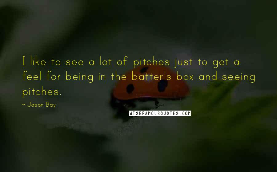 Jason Bay Quotes: I like to see a lot of pitches just to get a feel for being in the batter's box and seeing pitches.