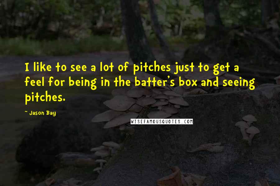 Jason Bay Quotes: I like to see a lot of pitches just to get a feel for being in the batter's box and seeing pitches.