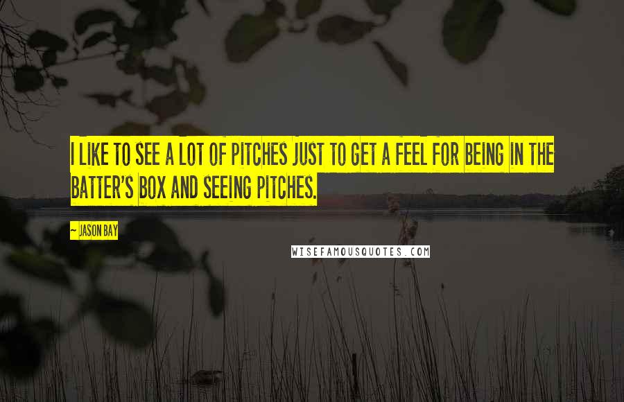 Jason Bay Quotes: I like to see a lot of pitches just to get a feel for being in the batter's box and seeing pitches.