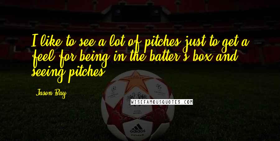 Jason Bay Quotes: I like to see a lot of pitches just to get a feel for being in the batter's box and seeing pitches.