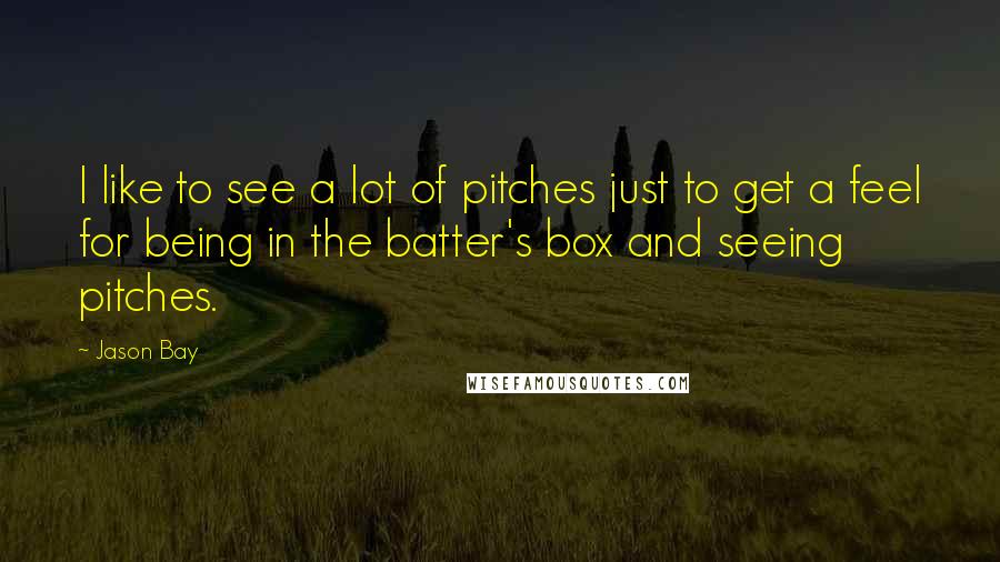 Jason Bay Quotes: I like to see a lot of pitches just to get a feel for being in the batter's box and seeing pitches.