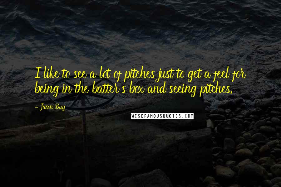 Jason Bay Quotes: I like to see a lot of pitches just to get a feel for being in the batter's box and seeing pitches.