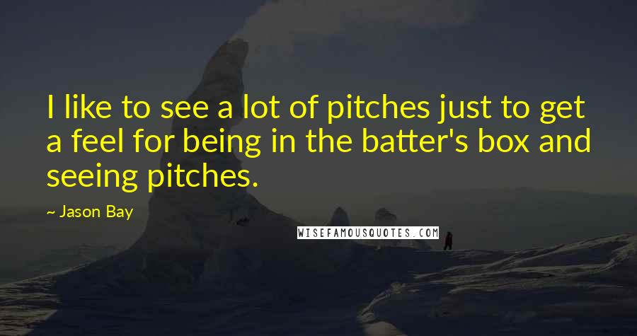 Jason Bay Quotes: I like to see a lot of pitches just to get a feel for being in the batter's box and seeing pitches.