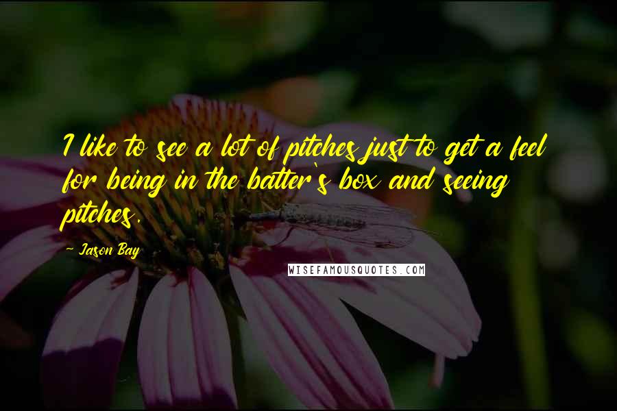 Jason Bay Quotes: I like to see a lot of pitches just to get a feel for being in the batter's box and seeing pitches.