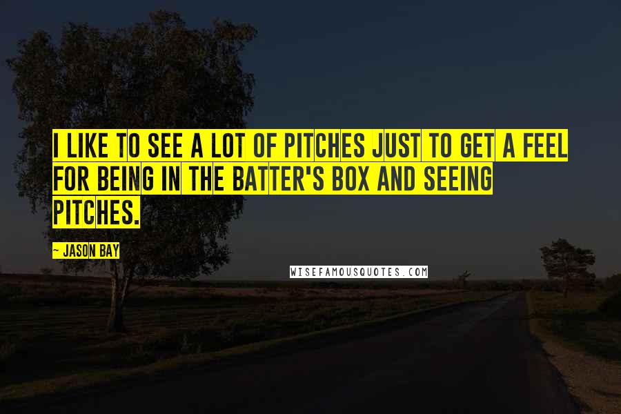 Jason Bay Quotes: I like to see a lot of pitches just to get a feel for being in the batter's box and seeing pitches.