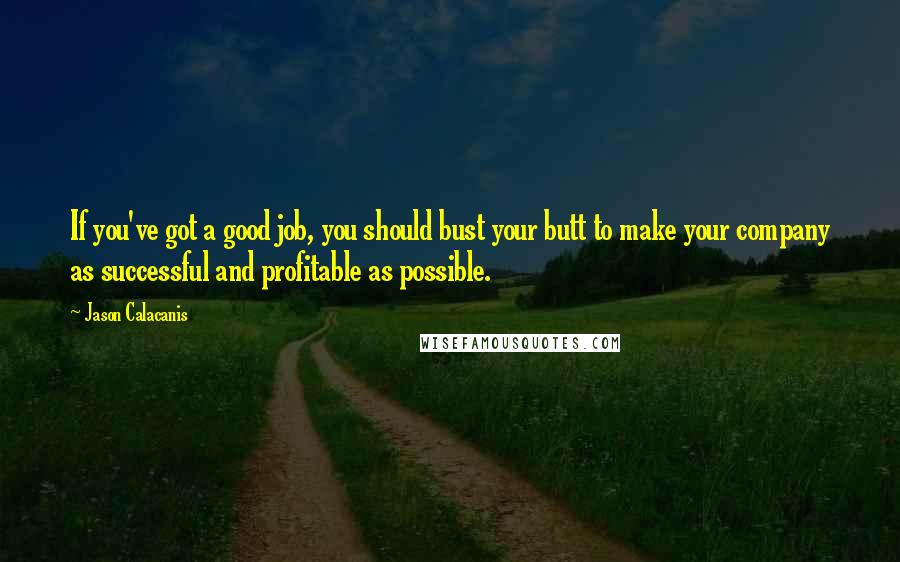 Jason Calacanis Quotes: If you've got a good job, you should bust your butt to make your company as successful and profitable as possible.