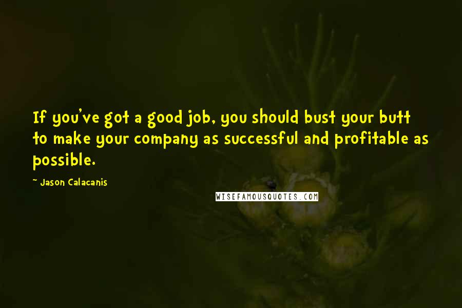 Jason Calacanis Quotes: If you've got a good job, you should bust your butt to make your company as successful and profitable as possible.