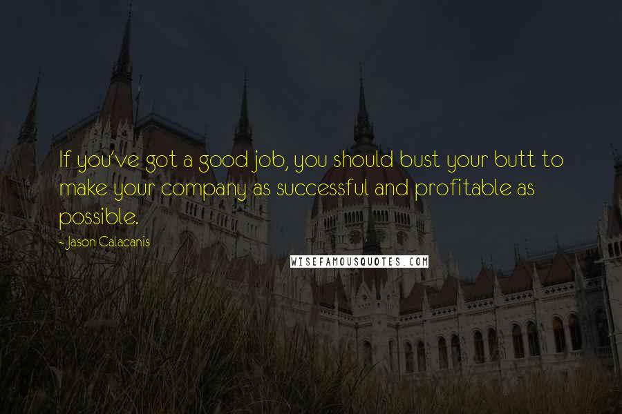 Jason Calacanis Quotes: If you've got a good job, you should bust your butt to make your company as successful and profitable as possible.
