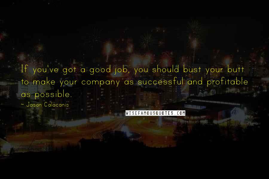 Jason Calacanis Quotes: If you've got a good job, you should bust your butt to make your company as successful and profitable as possible.