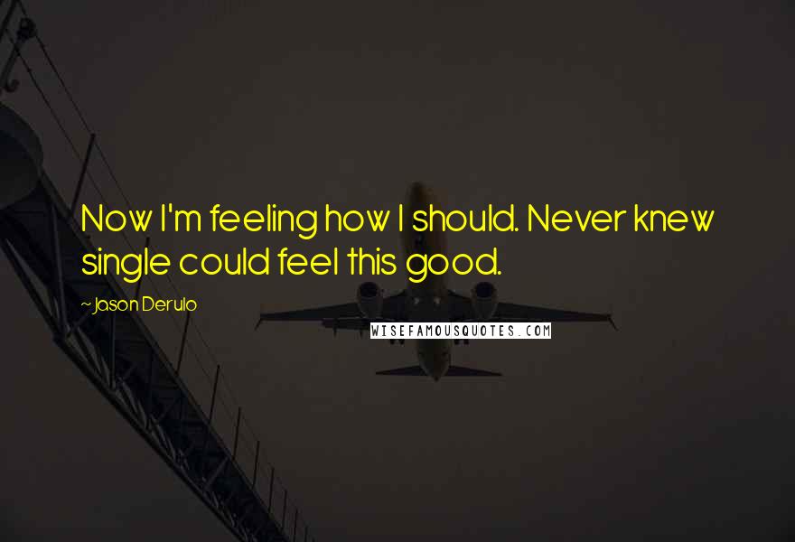 Jason Derulo Quotes: Now I'm feeling how I should. Never knew single could feel this good.