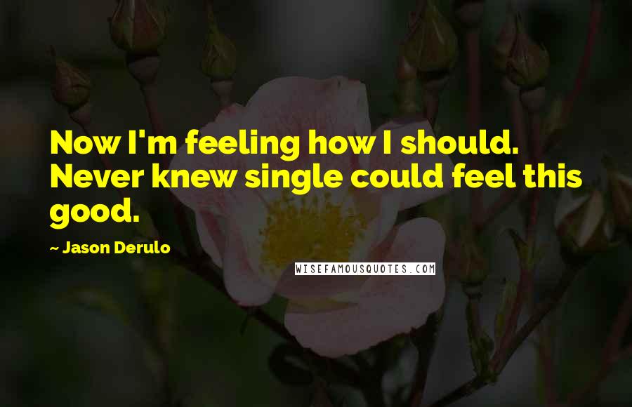 Jason Derulo Quotes: Now I'm feeling how I should. Never knew single could feel this good.